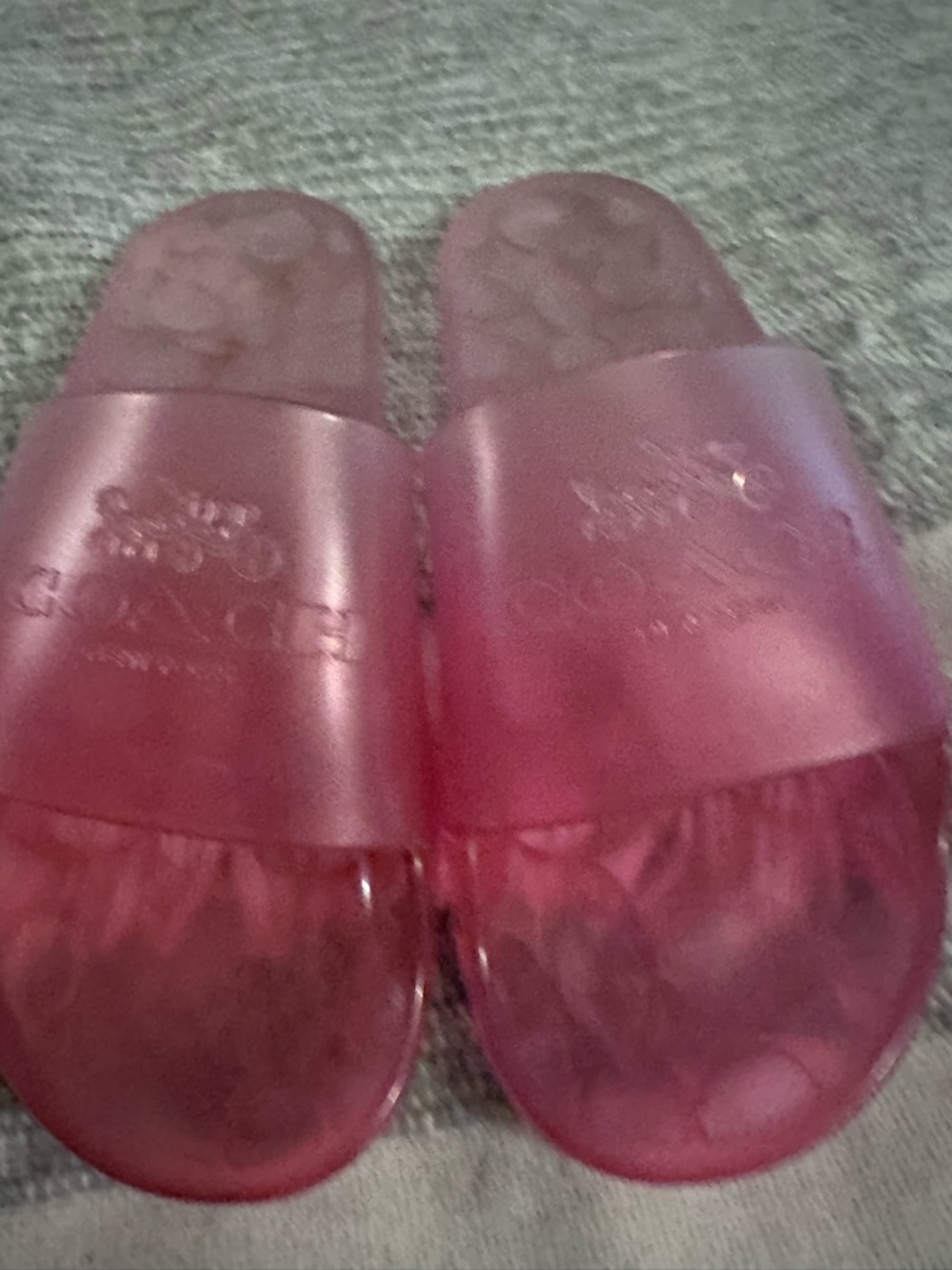 Coach Women's Translucent Pink Slide Sandals